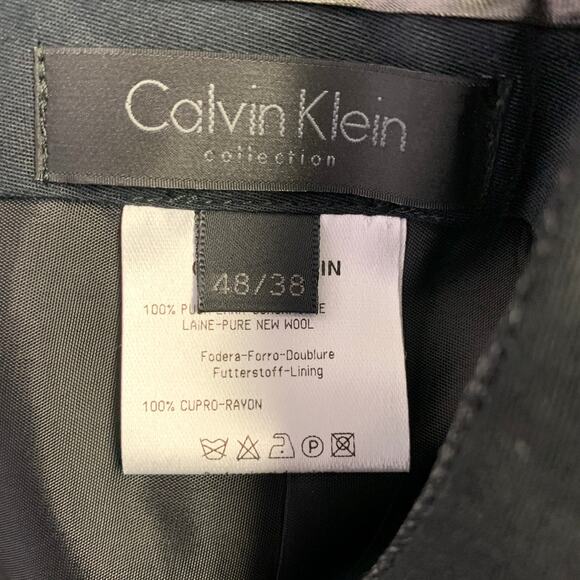 CALVIN KLEIN COLLECTION Size 32 Charcoal Grid Wool Flat Front Dress Pants - Picture 5 of 8